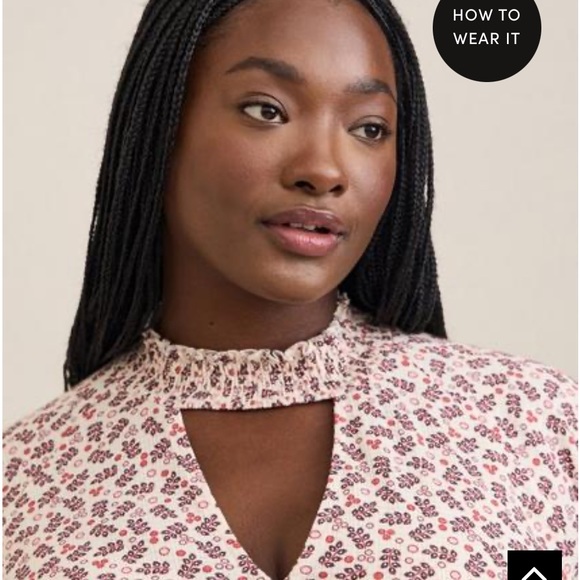 NWOT Torrid textured jersey chocker neck smocked bottom top. Size 0. - Picture 8 of 9